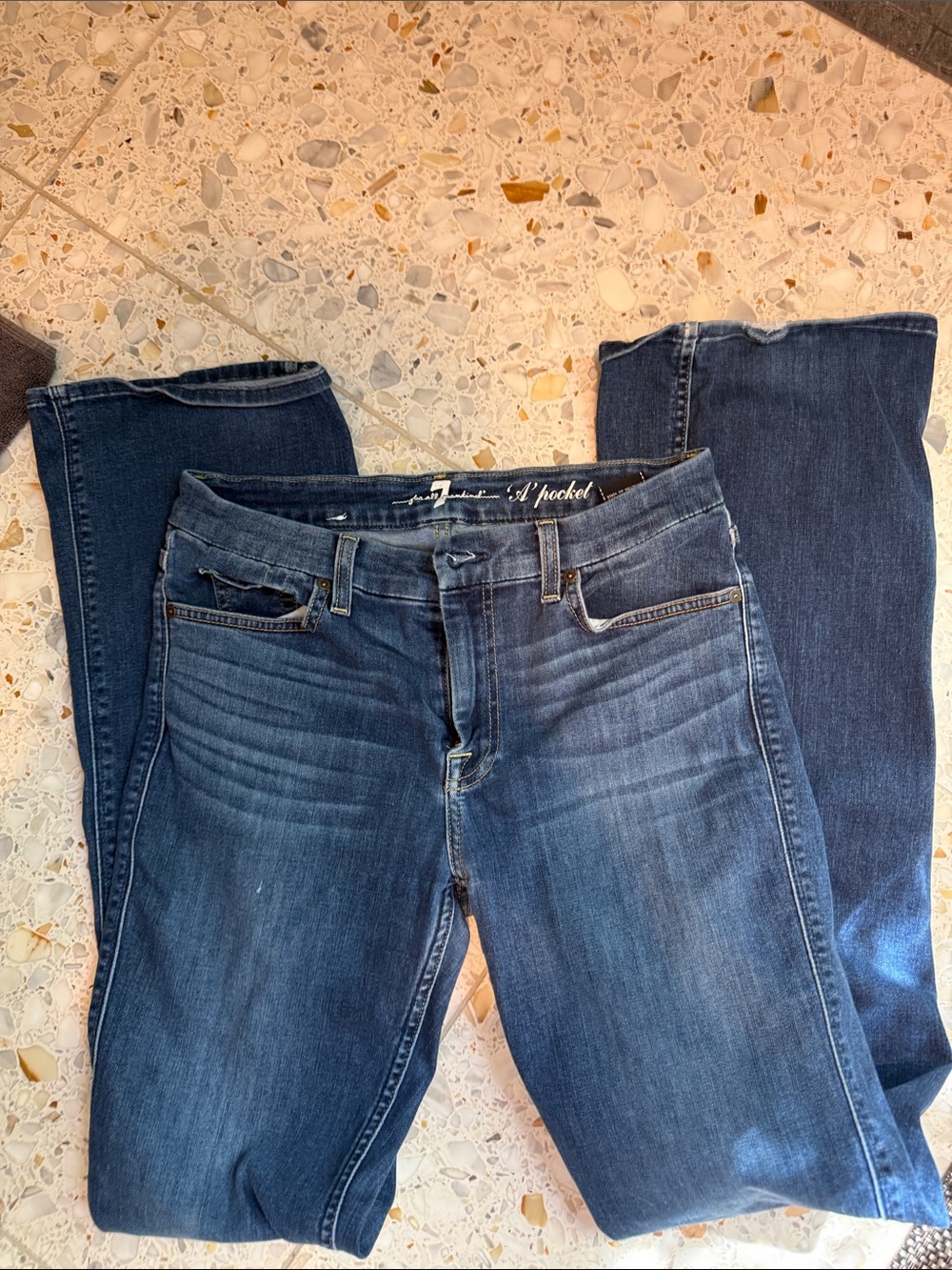 7 For All Mankind Women's Straight Leg Jeans - Medium Dark Blue